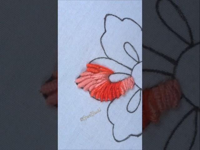 So pretty colorful long bullion stitch  flower design  #handbroidery #embroidery #crochet