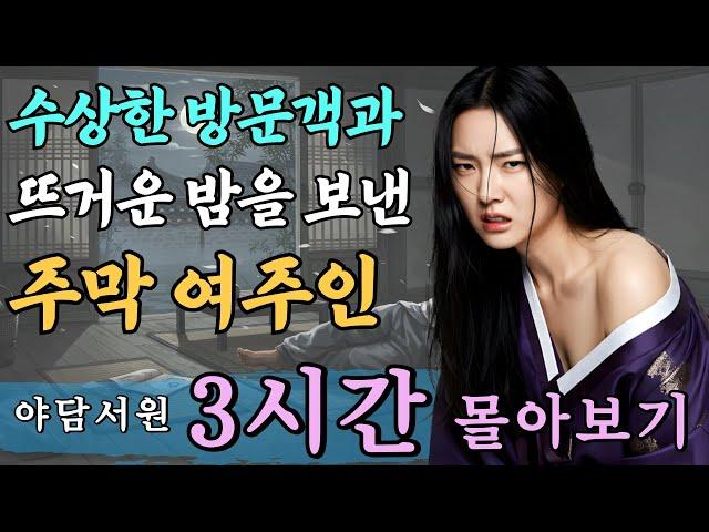 [특집] 야담서원 3시간 몰아보기 수상한 방문객과 뜨거운 밤을 보내게 된 여관 여주인 등  | 야담, 야담이야기, 옛날이야기, 전설, 설화, 민담, 잠잘때듣는이야기, 고금소총