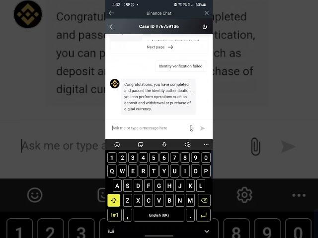 how to verify your binance after failed verification