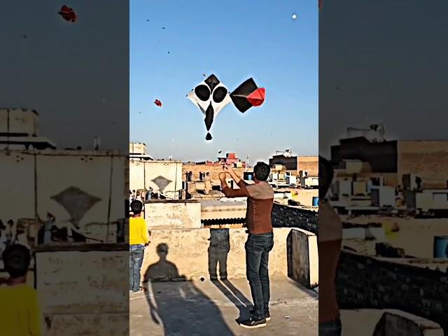 Long Black'nWhitekite Flying  Patang Lover  #shorts #viral #patang #kiteflying #kite #ytshorts