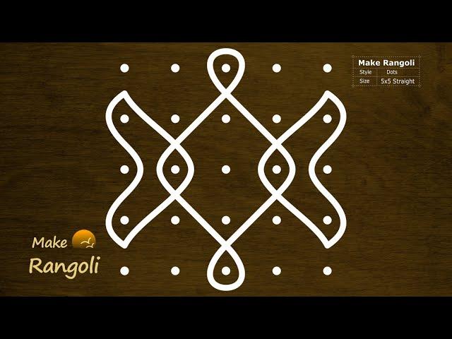 BEGINNERS Sikku Kolam with 5 dots | Melika Muggu | Kambi Kolam | Rangoli designs | Make Rangoli