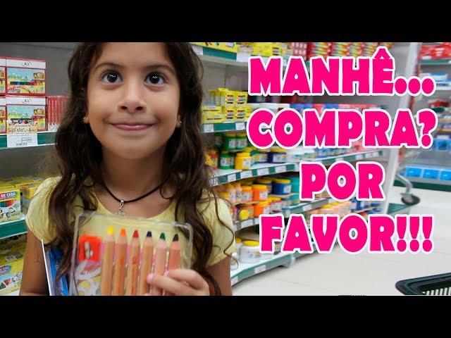 Tentando convencer a mamãe a comprar o melhor material escolar