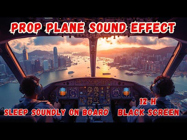 FALL ASLEEP AND SLEEP SOUNDLY ON BOARD A PROPELLER PLANE | SOUND EFFECT FOR 12 H | BLACK SCREEN ️
