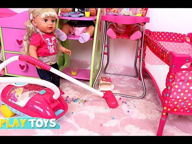 Baby Doll Cleans the Dollhouse! Play Toys