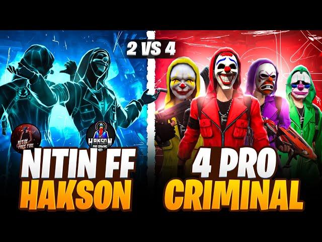 INDIA'S TOP 1 CRIMINALS VS NITIN FF AND HAKSON PRO GAMING || GHOST CRIMINAL GAMEPLAY  || FREE FIRE