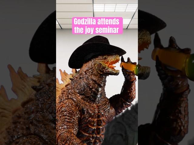 Godzilla attends the joy seminar. #godzilla #stopmotion #joy #seminar #funny #shmonsterarts #hiya