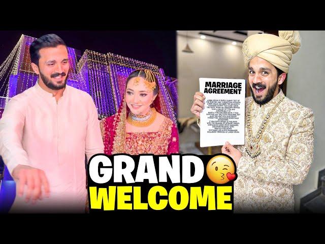 Grand welcome of Eman at homeMarriage Agreement sign krwa lia