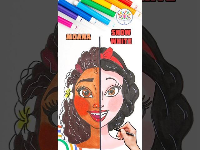 Draw Cute Disney Princesses | Draw Moana and Snow White  #disney #drawing #shorts #moana