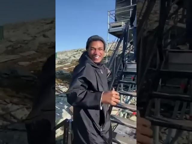 Watch the cast of Mission: Impossible react to Tom Cruise riding a motorbike off a cliff.