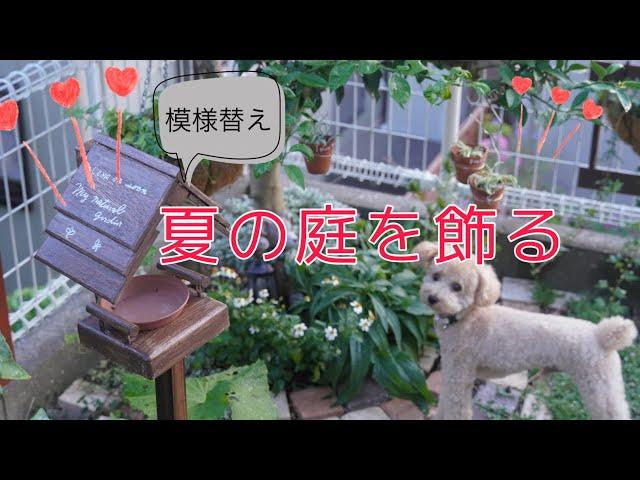 【ガーデニングvlog】夏の庭を可愛く模様替え/ダイソーミニ植木鉢を飾る/バードフィーダー設置
