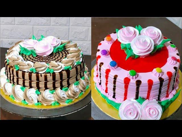 strawberry flavour cake |chocolate cake decorating ideas | most satisfying cake decoration