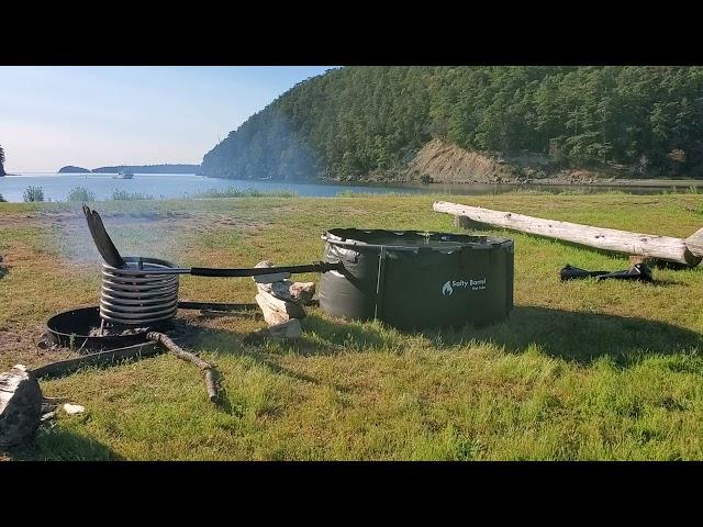 Salty Barrel Hot tub at Sucia Island State Park. Washington USA.