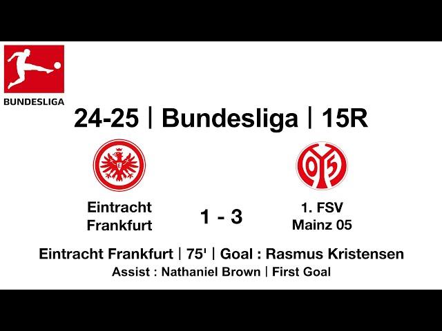 24-25 #Bundesliga｜15R｜#EintrachtFrankfurt 1 - 3 #1.FSVMainz05｜#RasmusKristensen #Goal #Tor #Fußball