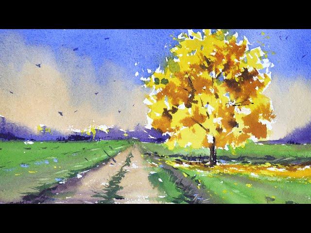 Watercolor painting landscape tutorials watercolour for beginners