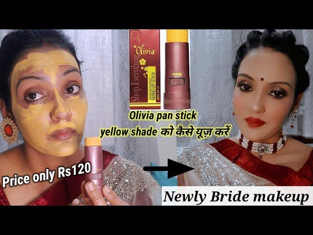 Newly bride makeup with Olivia pan stick # how to use yellow Olivia pan stick #affordable makeup.