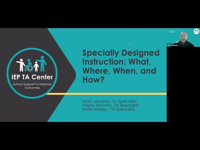 Specially Designed Instruction: What, Where, When, and How?