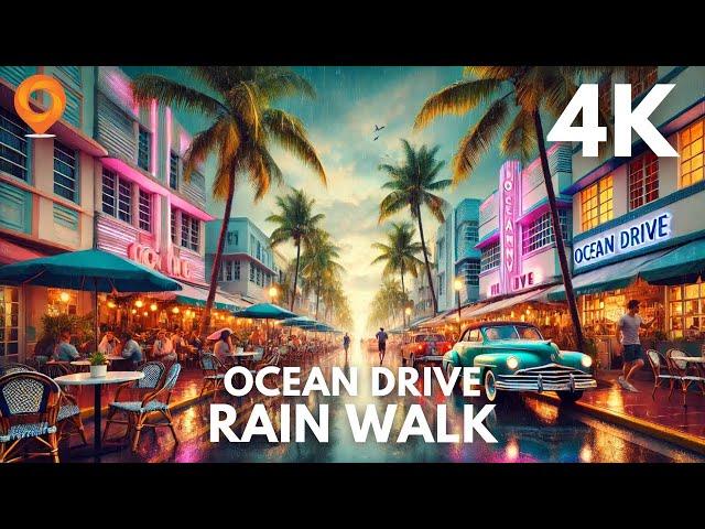 Ocean Drive Rainy Walk 4K | Explore Miami Beach’s Iconic Art Deco District