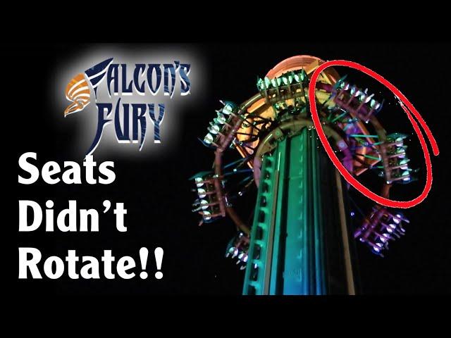 Falcon's Fury Dropped Without Tilting! RARE Ride Cycle! Coaster Vlog #318