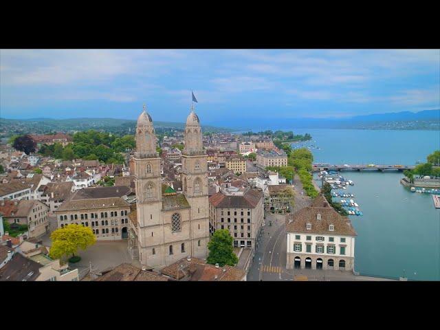 Zurich Switzerland 4k, EU, Drone Film From Above, A Travel Tour UHD