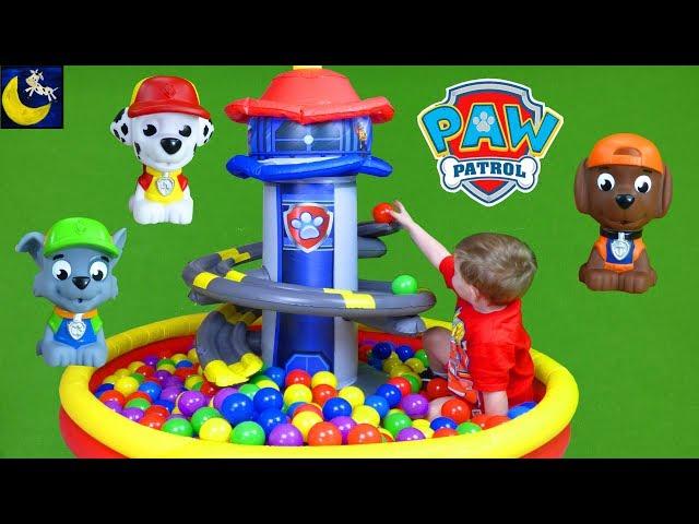 Paw Patrol Lookout Tower Playland Ball Pit LOTS of Balls Surprise Toys Blind Bags Sea Patrol Toys!