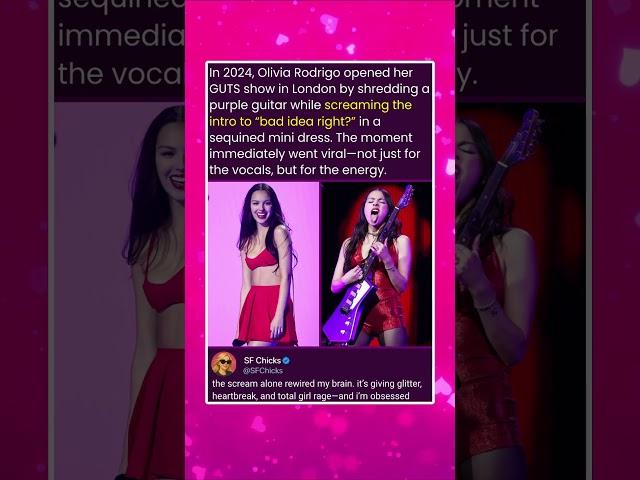 In 2024, Olivia Rodrigo opened her GUTS show in London by shredding a purple guitar while screaming