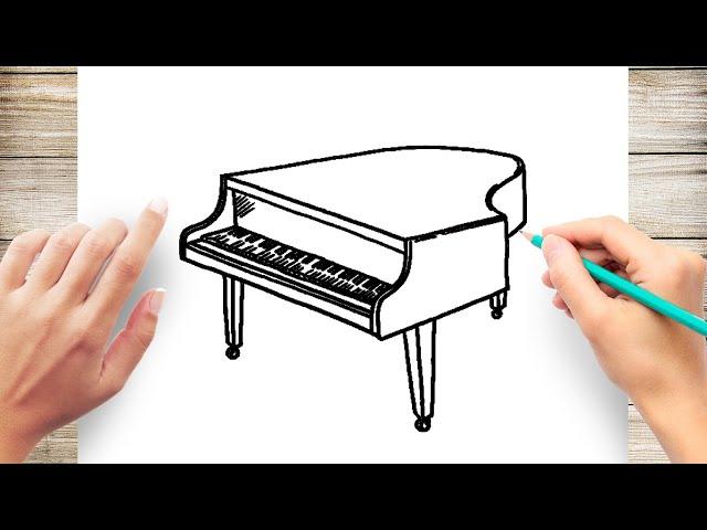 How to Draw Grand Piano Easy #Piano