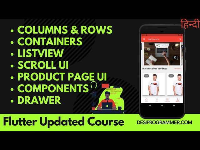 Flutter Basics - Building UI and Components in Hindi | Desi Programmer