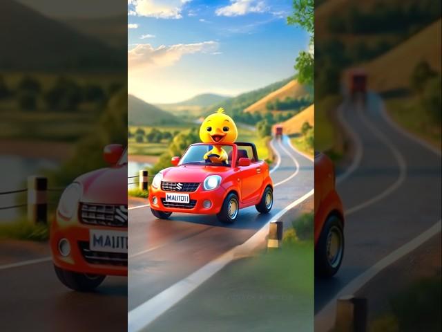 Cute Little Duck Driving a Modified Red Car ️ #littleduck #cuteduck #shorts