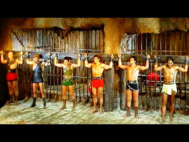 7 Rebel Gladiators (1965) ~ Dungeon Brawl Whipping Scene! Italian Peplum Classic | Roger Browne