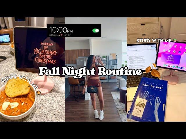 COZY FALL NIGHT ROUTINE as a college student *productive, cooking, studying*