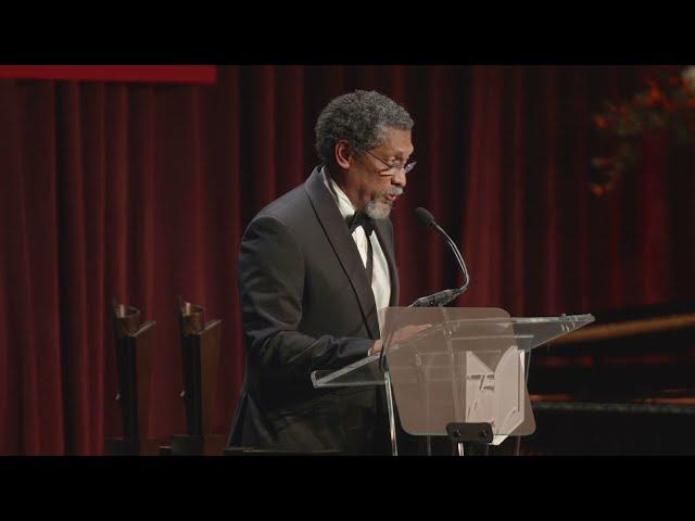 Percival Everett accepts the 2024 National Book Award for Fiction for James