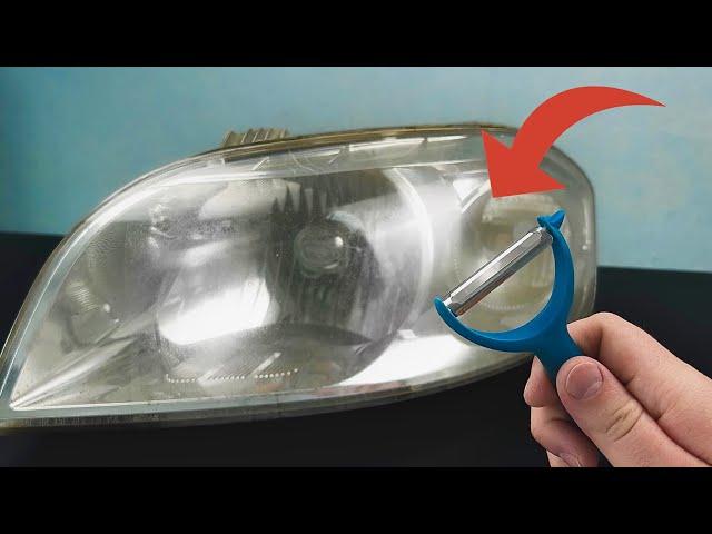 Genius method! Cleans discolored headlights! ONLY in 5 minutes.