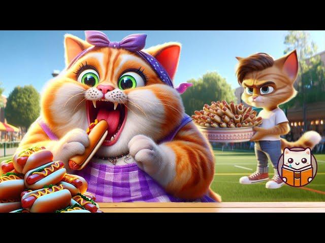 Grandma Cat Dominates the Hot Dog Eating Contest