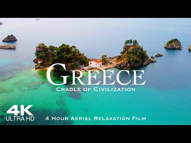 [4K] GREECE  4 HOUR Drone Aerial Relaxation Film Ελλάδα