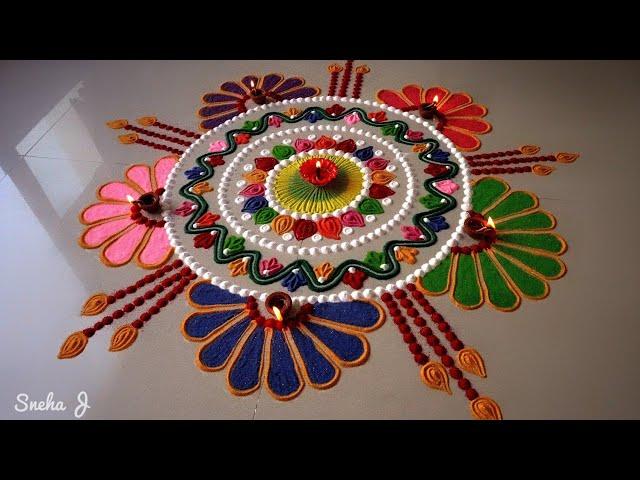 Beautiful free hand rangoli design |