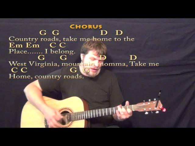 Country Roads (John Denver) Strum Guitar Cover Lesson in G with Chords/Lyrics #countryroads #guitar