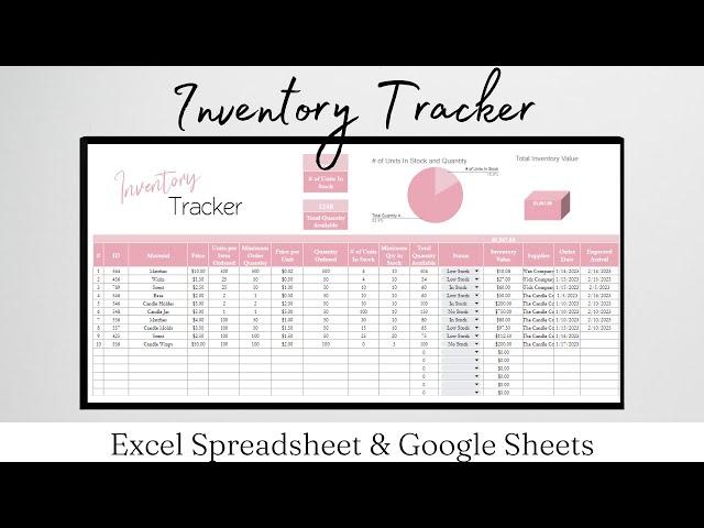 Inventory Tracker Excel Template, Inventory Tracking System, Inventory Management Excel Google Sheet