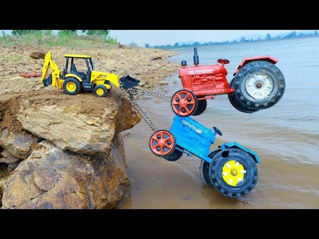 HMT Tractor Tata Signa Tipper Mahindra Tractor Accident Biggest Muddy River Pulling Out JCB ? CS Toy