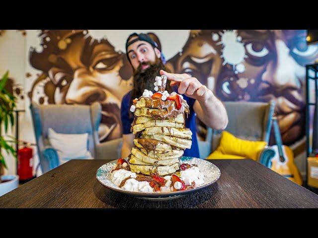 CREAM'S HUGE PANCAKE TOWER CHALLENGE | BeardMeatsFood