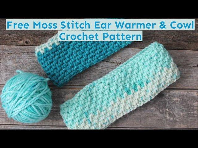 Easy Moss Stitch Ear Warmer and Cowl Crochet Pattern Caron Cakes Yarn