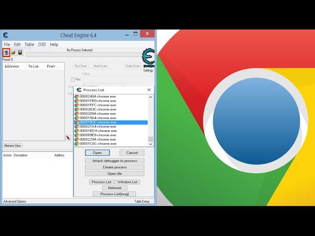Cheat engine: finding the right chrome process