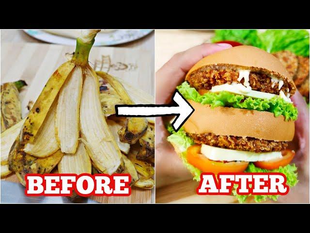 Banana Peel Burger DON’T THROW BANANA PEELS | TURN THEM INTO Banana Peel Patty