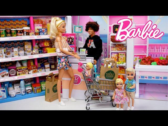 Barbie & Ken Family Supermarket Shopping with Miniatures for Dollhouse