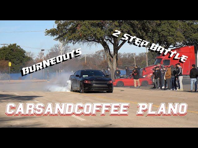 BEST CARS AND COFFEE BURNOUTS AND 2-STEP BATTLE End of clip   l Cars And Coffee Plano 2020!!