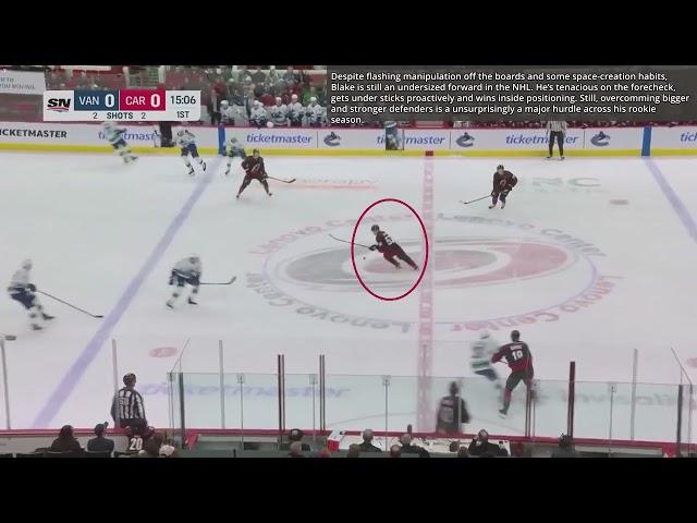 Jackson Blake - Puck pursuit, battle level, and physical hurdlers - Carolina Hurricanes