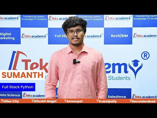 Full Stack Python Course | Student Testimonial - Sumanth| Hyderabad #courses #feedback