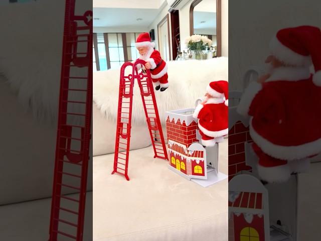 Cute Santa Clause Climbing the Ladder! Santa toys  #shortsvideo #christmas #present #santa