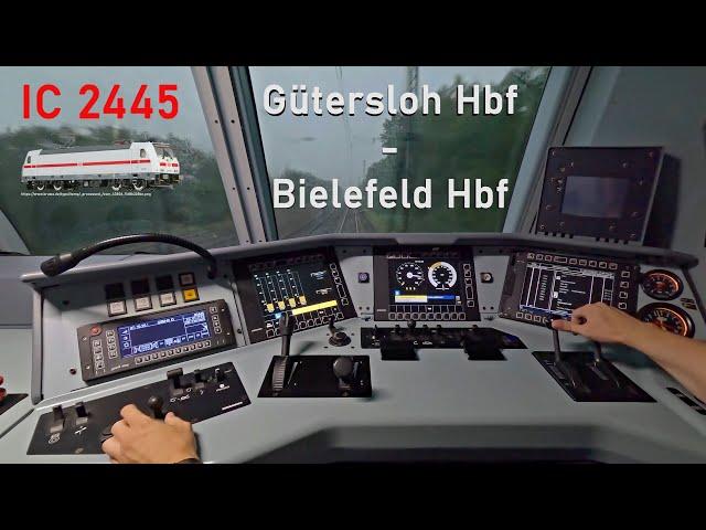 Interference in a thunderstorm | IC 2445 Gütersloh Hbf - Bielefeld Hbf | Driver's cab ride | BR 146