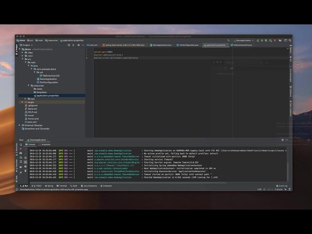 Configuring embedded tomcat application properties in Spring boot