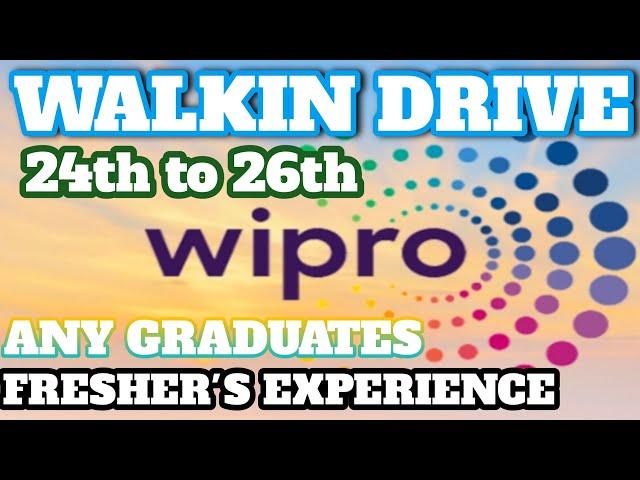 WIPRO WALK-IN DRIVE FRESHER'S EXPERIENCE 3.76LPA ANY GRADUATES WIPRO RECRUITMENT DRIVE WIPRO JOBS